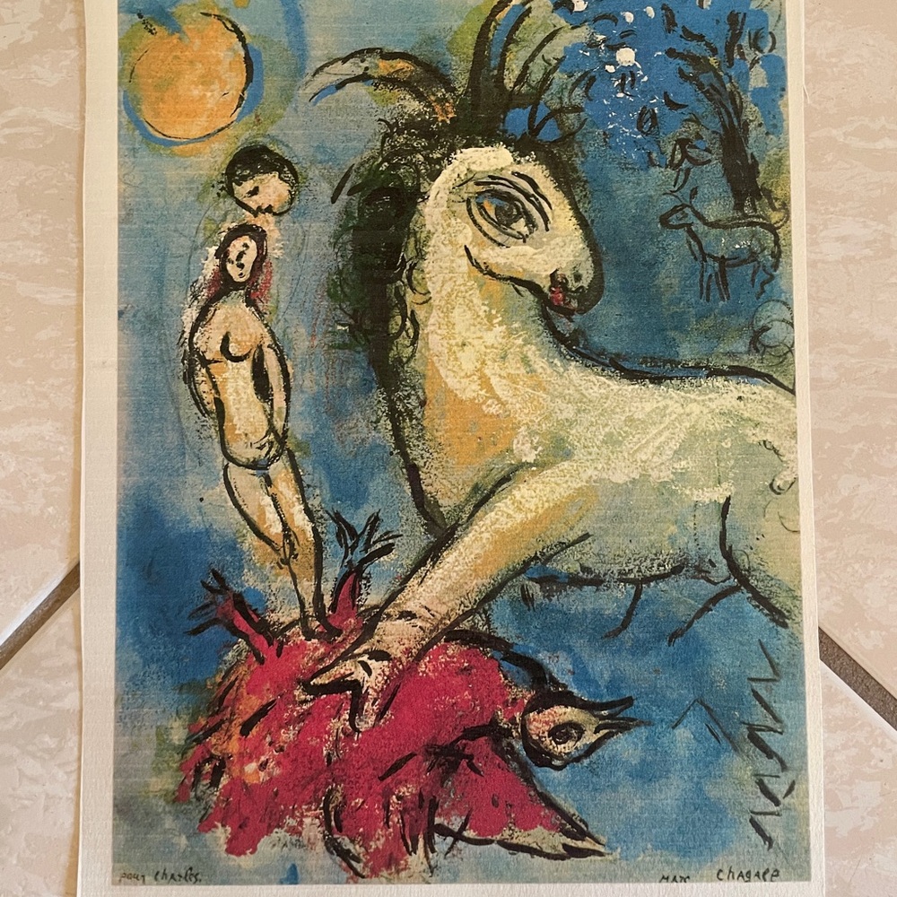 The Unicorn - Marc Chagall - 10x8 Lithograph Plate Signed Print -Unframed